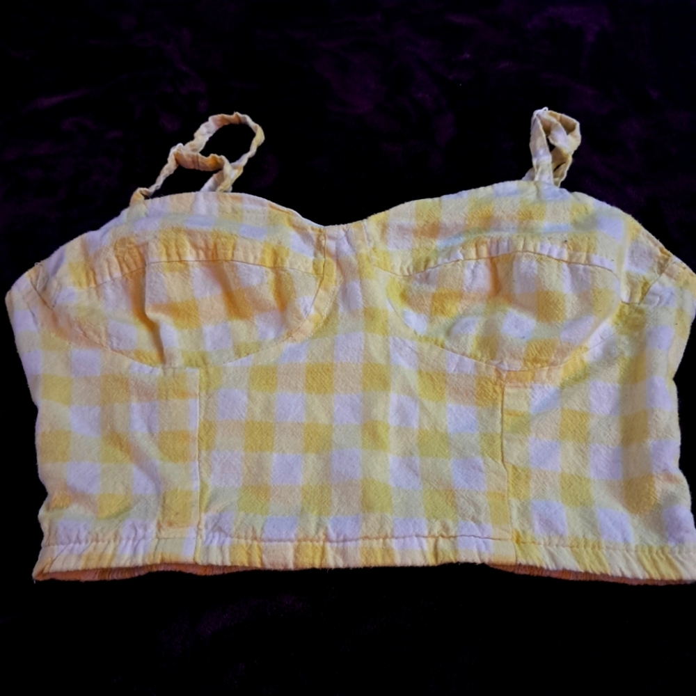 Gingham Bustier Tank with Adjustable Straps